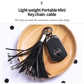 img 3 attached to 🔌 Leather Tassel Keychain Charger with Keyring