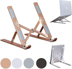 img 4 attached to 💻 Prospera Portable Laptop Stand: Foldable Aluminum Stand for MacBook, iPad, Tablet, and Laptop - Adjustable, Lightweight, in Gold and Rose Gold