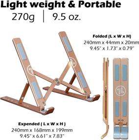 img 3 attached to 💻 Prospera Portable Laptop Stand: Foldable Aluminum Stand for MacBook, iPad, Tablet, and Laptop - Adjustable, Lightweight, in Gold and Rose Gold