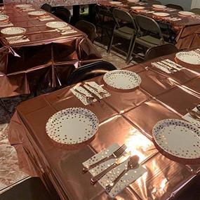 img 2 attached to 🌹 Saliyaa 3-Pack Rose Gold Foil Tinsel Party Tablecloth - Rectangular Table Cover for Wedding, Birthday, Bachelorette, Baby Shower & Valentine's Day - Party Supplies