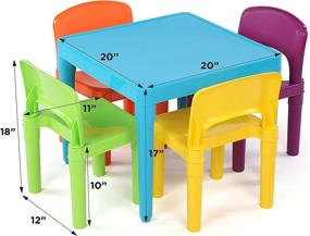 img 2 attached to 🪑 Humble Crew Blue Square Table and 4 Chairs Set - Lightweight Plastic Furniture for Kids with Colorful Options (Red/Green/Yellow/Purple)