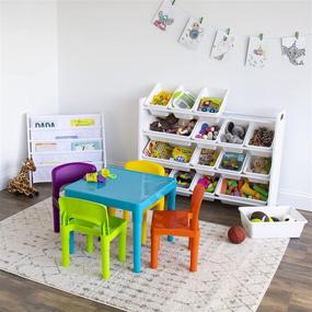 img 1 attached to 🪑 Humble Crew Blue Square Table and 4 Chairs Set - Lightweight Plastic Furniture for Kids with Colorful Options (Red/Green/Yellow/Purple)