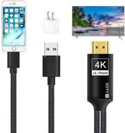 высококачественный адаптерный кабель hdmi 4k: совместим с смартфонами, hdiwousp mirroring digital av adapter, конвертер hdmi sync screen connector для подключения телефона к телевизору или монитору (нейлоновый, черный). логотип