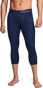 img 2 attached to 🏃 TSLA Men's 3/4 Compression Pants, Running Workout Tights, Capri Cool Dry Athletic Leggings, Yoga Gym Base Layer Pack of 1 or 2