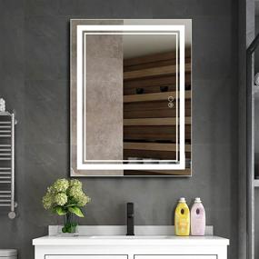 img 3 attached to 🪞 36x28 Inch LED Bathroom Mirror with Lights for Vanity - MIRUO Lighted Makeup Mirror with Dimmable Wall Mounted, Brightness Memory & Anti-Fog, Adjustable Touch Switch - Horizontal/Vertical
