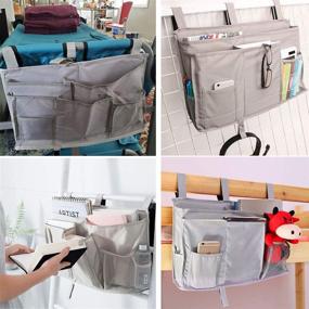 img 2 attached to 📚 Under Bedside Caddy Cup Holder for Bunk Bed, End Table, Desk, Recliner Chairs Arm Rest, Office Mounted, Baby Crib Hanging Hanger Bag Storage Containers for Cell Phone, TV Remote Control, Book, Tablet