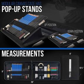img 1 attached to 🎨 U.S. Art Supply 54-предметный набор для рисования и скетчинга с 4 блокнотами (242 листа бумаги) - Набор для художников, графито и угольные карандаши и палочки, пастели, ластик - Портативный чехол для переноски, идеально для студентов