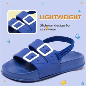 img 3 attached to 👣 Comfortable Slide Sandals: Perfect Slip-On Footbed Water Shoes for Toddler Boys and Girls to Enjoy at the Beach or Pool