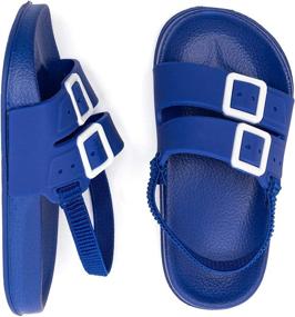 img 4 attached to 👣 Comfortable Slide Sandals: Perfect Slip-On Footbed Water Shoes for Toddler Boys and Girls to Enjoy at the Beach or Pool