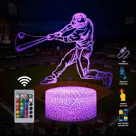 ⚾️ 3d baseball man lamp night light with remote & touch control, multiple colors & flashing modes, adjustable brightness, usb & battery powered - perfect gift for sports enthusiasts, boys, girls (baseball man-2) логотип