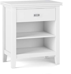 img 2 attached to 🛏️ SIMPLIHOME Artisan 24" White Solid Wood Nightstand with Storage: 1 Drawer, 2 Shelves - Contemporary Modern Bedside Table for Bedroom