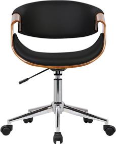 img 3 attached to 🪑 Stylish and Comfortable Black Faux Leather Office Chair with Chrome Finish - Armen Living Geneva