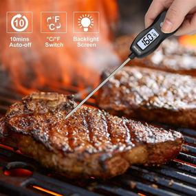 img 2 attached to 🌡️ BRAPILOT FT200 Digital Food Thermometer - Instant Read Probe with Backlit Display for Cooking BBQ, Kitchen, Grill - Waterproof & Auto-Off (Black)