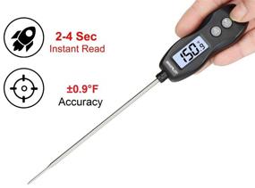 img 3 attached to 🌡️ BRAPILOT FT200 Digital Food Thermometer - Instant Read Probe with Backlit Display for Cooking BBQ, Kitchen, Grill - Waterproof & Auto-Off (Black)