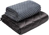 🛌 argstar breathable silky satin weighted blanket & removable warm milky cover: all-season 15lbs twin/full bed set with premium glass beads - 48"x72" dark grey logo