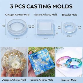 img 2 attached to Nicpro Resin Molds with Epoxy Resin Kit: Perfect DIY Ashtray Square Bracelet Casting Mold for Beginners and Adults, Complete Set with Stick, Measuring Cup, Gloves, Color, Leaf Glitter and Foil