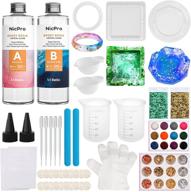 nicpro resin molds with epoxy resin kit: perfect diy ashtray square bracelet casting mold for beginners and adults, complete set with stick, measuring cup, gloves, color, leaf glitter and foil logo