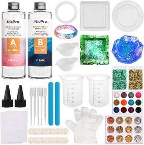 img 4 attached to Nicpro Resin Molds with Epoxy Resin Kit: Perfect DIY Ashtray Square Bracelet Casting Mold for Beginners and Adults, Complete Set with Stick, Measuring Cup, Gloves, Color, Leaf Glitter and Foil