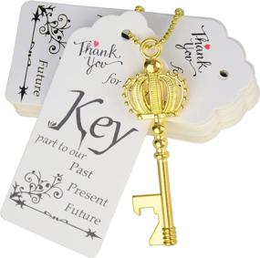 img 4 attached to 👑 Aokbean Vintage Crown Key Bottle Opener Set: 52 Pcs with Tag and Keychain - Perfect Wedding Party Favors in Elegant Gold