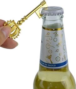 img 2 attached to 👑 Aokbean Vintage Crown Key Bottle Opener Set: 52 Pcs with Tag and Keychain - Perfect Wedding Party Favors in Elegant Gold