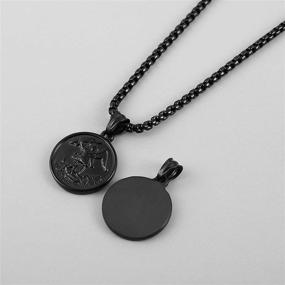 img 1 attached to HZMAN Saint Michael Archangel Stainless Steel Pendant Necklace: Round Jewelry Medal with a 22 + 2 Inch Chain