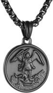 hzman saint michael archangel stainless steel pendant necklace: round jewelry medal with a 22 + 2 inch chain logo