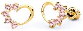 img 4 attached to 💛 Journey Heart Stud Earrings in 14k Yellow Gold- Screw Back, with 3 Color Options