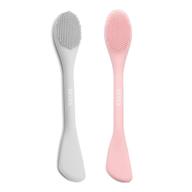 💖 revex silicone face mask applicator makeup brush: double-ended facial mask brush for mud, clay, charcoal mixed mask in pink+gray – soft & efficient beauty tool for cream and lotion application logo