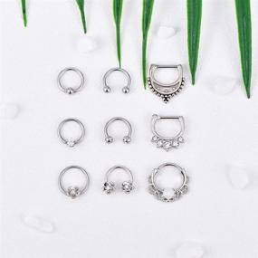 img 2 attached to Vcmart 16G Stainless Steel Clicker Septum Jewelry: Horseshoe Barbell Rings, Captive Bead Rings, and More for Septum Piercing