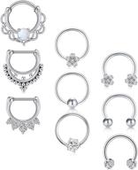 vcmart 16g stainless steel clicker septum jewelry: horseshoe barbell rings, captive bead rings, and more for septum piercing logo