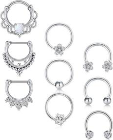 img 3 attached to Vcmart 16G Stainless Steel Clicker Septum Jewelry: Horseshoe Barbell Rings, Captive Bead Rings, and More for Septum Piercing