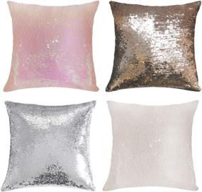 img 3 attached to O BOSSTOP 4 PCS 16x16 inches Reversible Sequin Pillow Cases: Sublimation Blanks with Magic Mermaid Flip Sequins - Personalize and Make Your Own Custom Pillow Covers