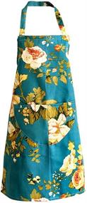 img 4 attached to 👩 Chic Retro Fashion Chef's Apron: Pretty Young 2-Pocket Design, Light Blue/White Flowers