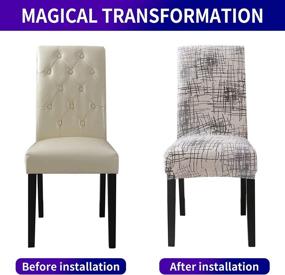 img 1 attached to 🪑 Printed Patterns Dining Room Chair Covers - Set of 4 | Easy Slip-on Stretchy and Washable | Great Home Party and Banquet Decor