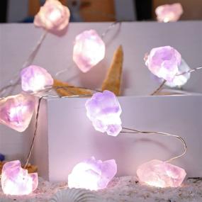 img 3 attached to 🌟 Holitown Raw Fluorite Indoor String Lights: 10ft 30LEDs Nature Amethyst, Remote Controlled & Timer Battery Operated Lights for Home Decor, Christmas, Holiday, Wedding