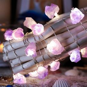 img 2 attached to 🌟 Holitown Raw Fluorite Indoor String Lights: 10ft 30LEDs Nature Amethyst, Remote Controlled & Timer Battery Operated Lights for Home Decor, Christmas, Holiday, Wedding