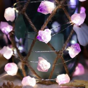 img 1 attached to 🌟 Holitown Raw Fluorite Indoor String Lights: 10ft 30LEDs Nature Amethyst, Remote Controlled & Timer Battery Operated Lights for Home Decor, Christmas, Holiday, Wedding