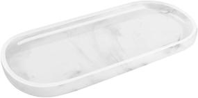 img 4 attached to White Marble Resin Vanity Tray - Oval Toilet Tank and Countertop Organizer for Bathroom, Kitchen, and Dresser - Ideal for Storing Soap, Shampoo, Candles, Towels, Jewelry, and Rings