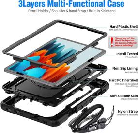 img 2 attached to 📱 Timecity Samsung Galaxy Tab S7 Case 11-Inch 2020 with S Pen Holder, Built-in Screen Protector & 360 Degree Swivel Stand & Hand Strap, Black – Compatible with SM-T870/ T875/ T878, also suitable for Samsung Galaxy Tab S7 5G