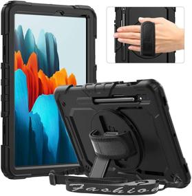 img 4 attached to 📱 Timecity Samsung Galaxy Tab S7 Case 11-Inch 2020 with S Pen Holder, Built-in Screen Protector & 360 Degree Swivel Stand & Hand Strap, Black – Compatible with SM-T870/ T875/ T878, also suitable for Samsung Galaxy Tab S7 5G