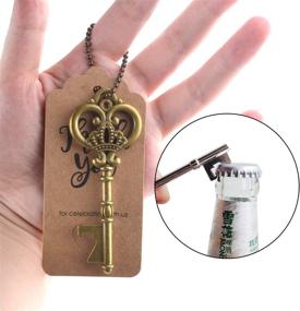 img 2 attached to Vintage Key Bottle Opener Set - 6 Pieces Skeleton Key Bottle Opener with Escort Tag Card and Ball Bead Chain, Rustic Wedding Favors for Guests, Bronze and Silver Rustic Decoration