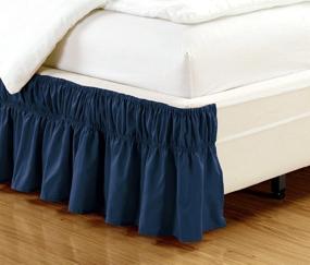 img 1 attached to 🛏️ 15-Inch Fall Navy Blue Ruffled Elastic Bed Skirt - Fits Twin, Twin XL, and Full Size Beds - High Thread Count Microfiber - Dust Ruffle with Soft & Wrinkle-Free Finish