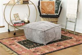 img 3 attached to 🪑 Chic and Comfy: Creative Co-Op Square Cotton Velvet Pouf Seating in Timeless Grey