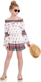 img 3 attached to 🌸 Chic & Stylish: Truly Me Girls' Long Sleeve Floral Romper (Size 7-16)
