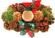 🕯️ shimmering pinecone christmas wreath candle holder - home-x oval advent wreath for winter home decorations (10” x 6”) - artificial logo