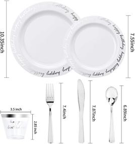 img 2 attached to 🎉 “Liacere 180PCS Silver Plastic Plates with Disposable Silver Plastic Silverware & Happy Birthday Cups – High-Quality Heavy Duty Happy Birthday Plates for 30 Guests Birthday Party Service”