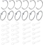 💎 zolure 20g surgical stainless steel nose rings hoop studs screw l-shaped nostril nose piercing jewelry for women and men logo