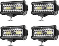 🚦 7 inch led off road lights pods | 4 pcs 6.5 inch 120w spot flood combo beam 12000lm triple row waterproof led work lights with wiring harness kit | ideal for atv, utv, truck, boat, golf cart, off road fog bumper light logo