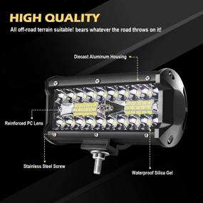 img 1 attached to 🚦 7 Inch LED Off Road Lights Pods | 4 Pcs 6.5 Inch 120W Spot Flood Combo Beam 12000LM Triple Row Waterproof LED Work Lights with Wiring Harness Kit | Ideal for ATV, UTV, Truck, Boat, Golf Cart, Off Road Fog Bumper Light