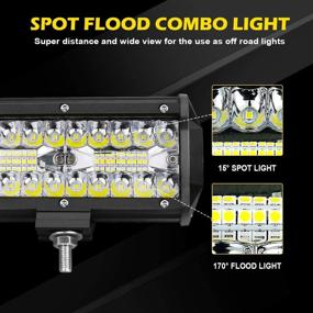 img 3 attached to 🚦 7 Inch LED Off Road Lights Pods | 4 Pcs 6.5 Inch 120W Spot Flood Combo Beam 12000LM Triple Row Waterproof LED Work Lights with Wiring Harness Kit | Ideal for ATV, UTV, Truck, Boat, Golf Cart, Off Road Fog Bumper Light